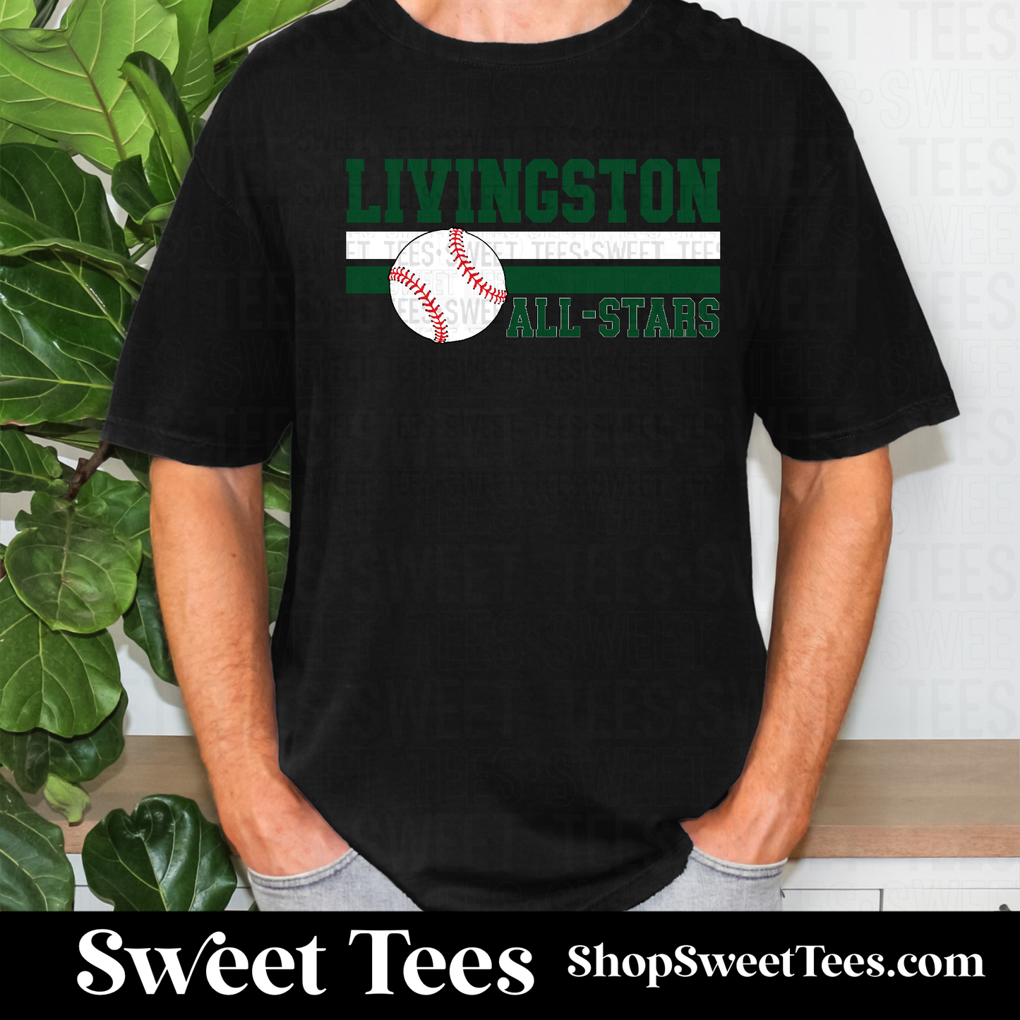 Livingston All-Stars Baseball Double Stripe tee - Black