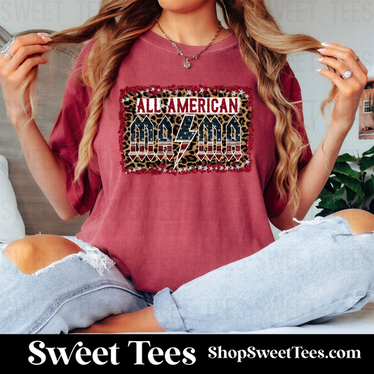 All American Mama tee - Crimson