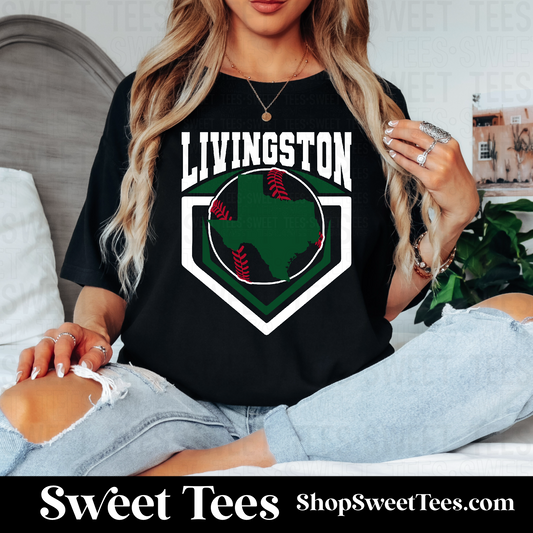 Livingston Baseball Texas Arched Baseball Plate tee - Black