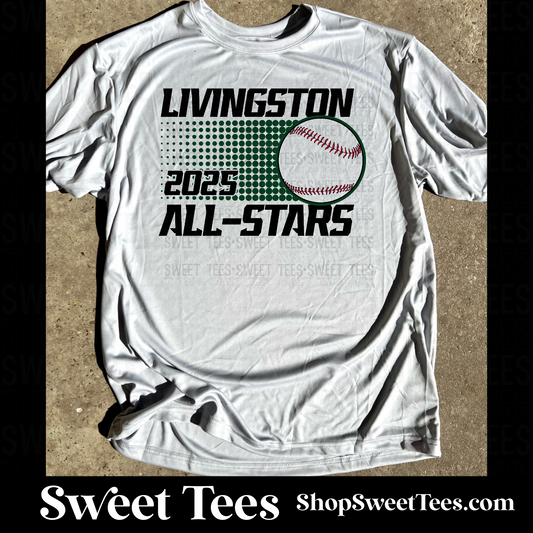 Livingston All-Stars Halftone Baseball Drifit tee - Silver