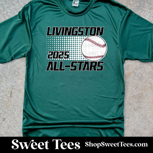 Livingston All-Stars Baseball Halftone Circle Drifit tee - Green