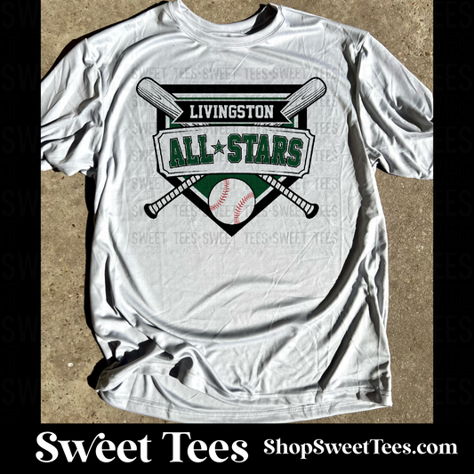 Livingston All-Stars Baseball Criss Cross Drifit tee