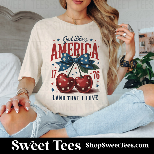 God Bless America Cherries tee