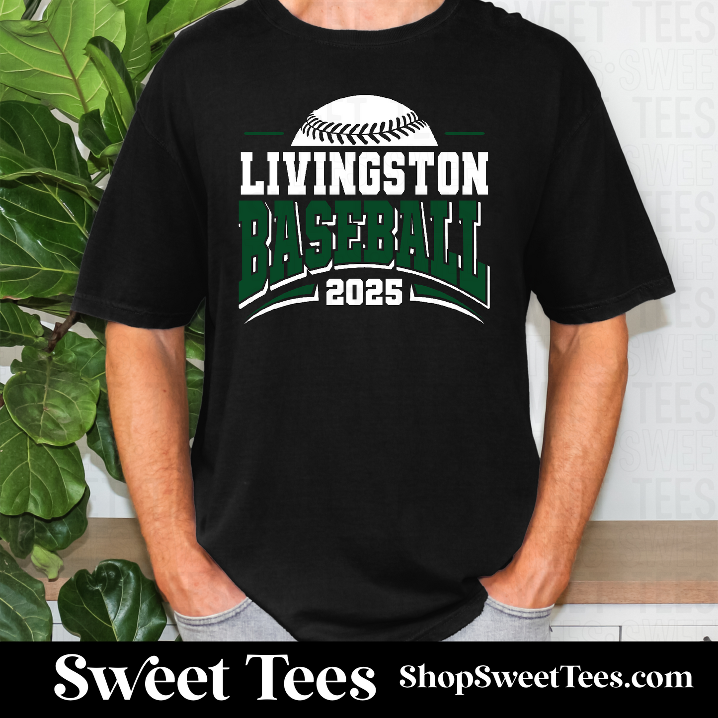 Livingston Baseball Half Arched Stripe tee - Black