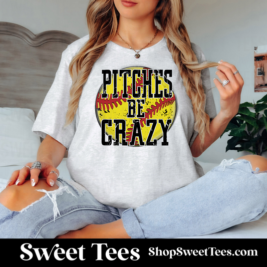 Pitches Be Crazy Softball tee
