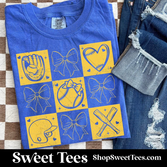 Softball Bow Checker tee