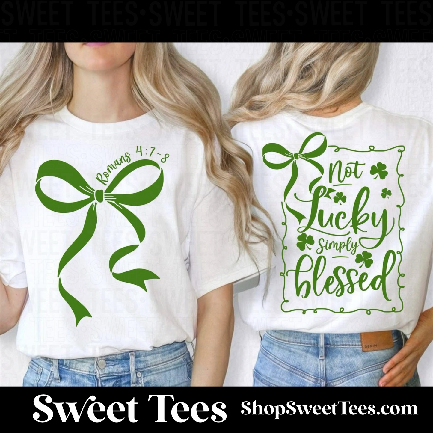 Not Lucky Simply Blessed Bow tee