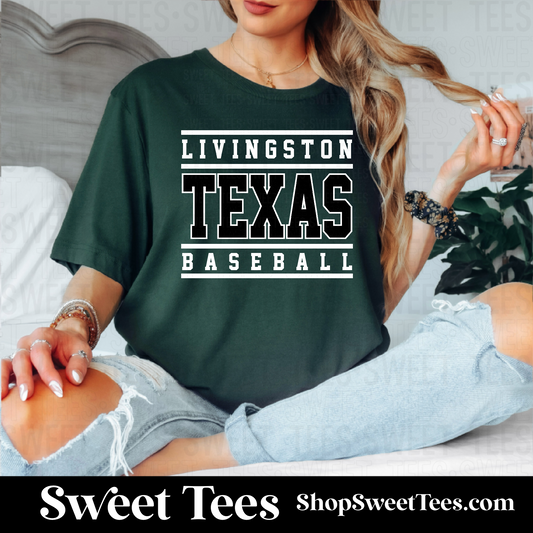 Livingston Texas Baseball 4 The Line tee