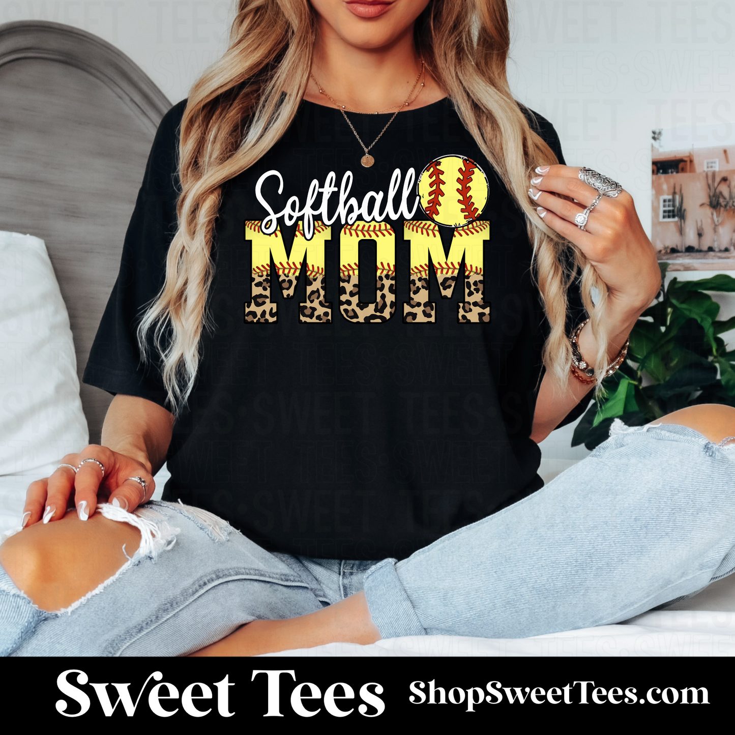 Softball Leopard Mom tee