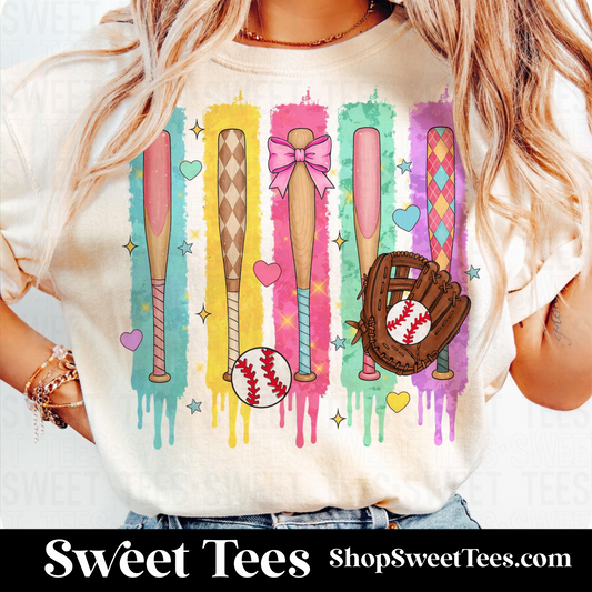 Preppy Baseball Bat Drip tee