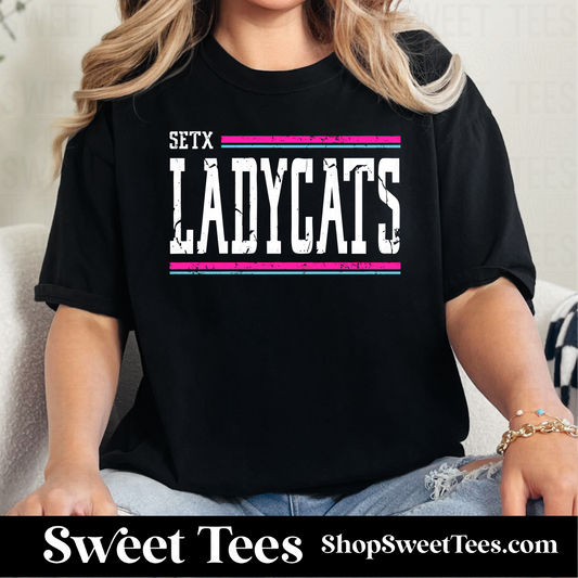 SETX Ladycats Worn Text 153 tee