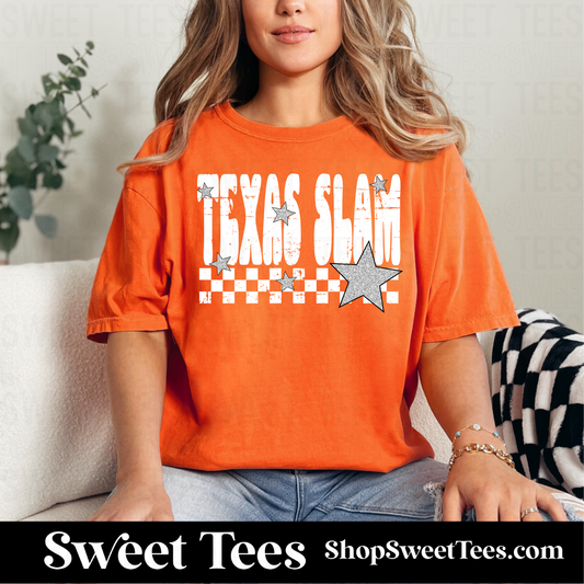 Texas Slam Grunge Checkered Star 059 tee - Orange