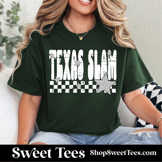 Texas Slam Grunge Checkered Star 059 tee - Forest