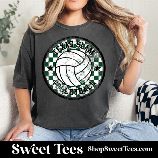 Texas Slam Volleyball Grunge Checker Circle tee