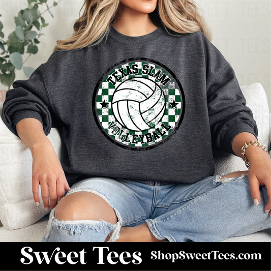 Texas Slam Volleyball Grunge Checker Circle Sweatshirt