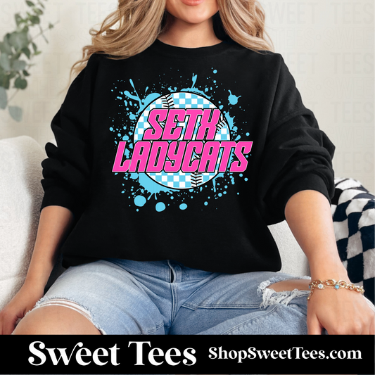 SETX Ladycats Ink Spatter Softball Sweatshirt