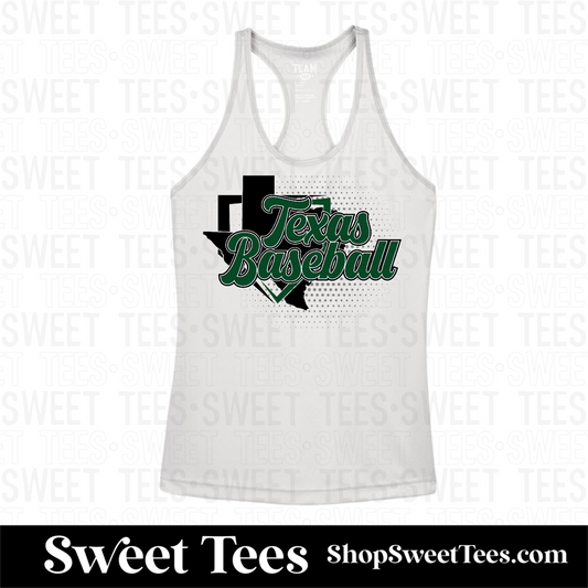 Texas Baseball Halftone Plate Silver Ladies Drifit Racerback Tank