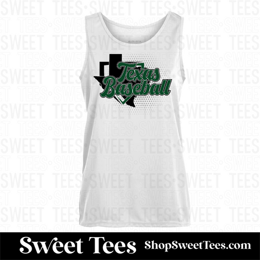 Texas Baseball Halftone Plate Silver Ladies Drifit Tank