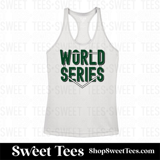 World Series Over Under Plate Silver Ladies Drifit Racerback Tank