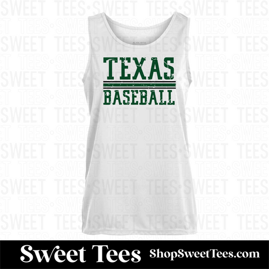Texas Baseball College Ruled Silver Ladies Drifit Tank