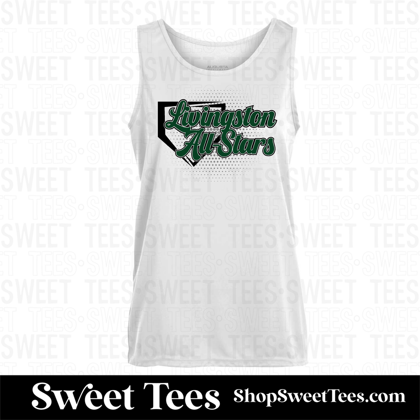 Livingston All-Stars Halftone Plate Silver Ladies Drifit Tank