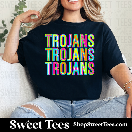 Trojans Funky Colorful Alpha 074 tee