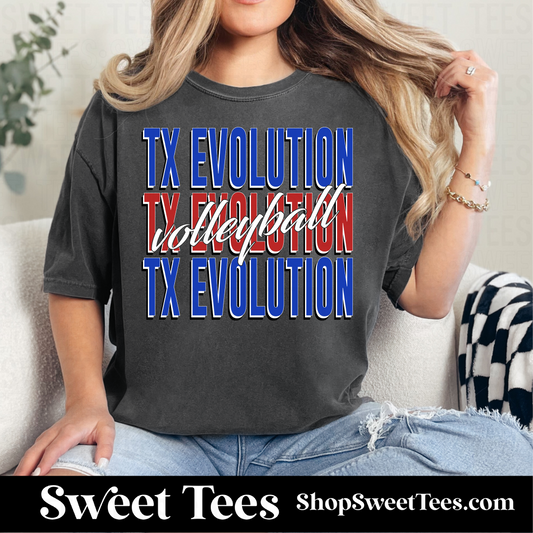 TX Evolution Volleyball Stacked Script 130 tee