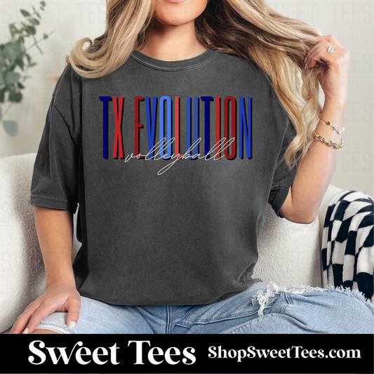 TX Evolution Volleyball Ombre Script 135 tee