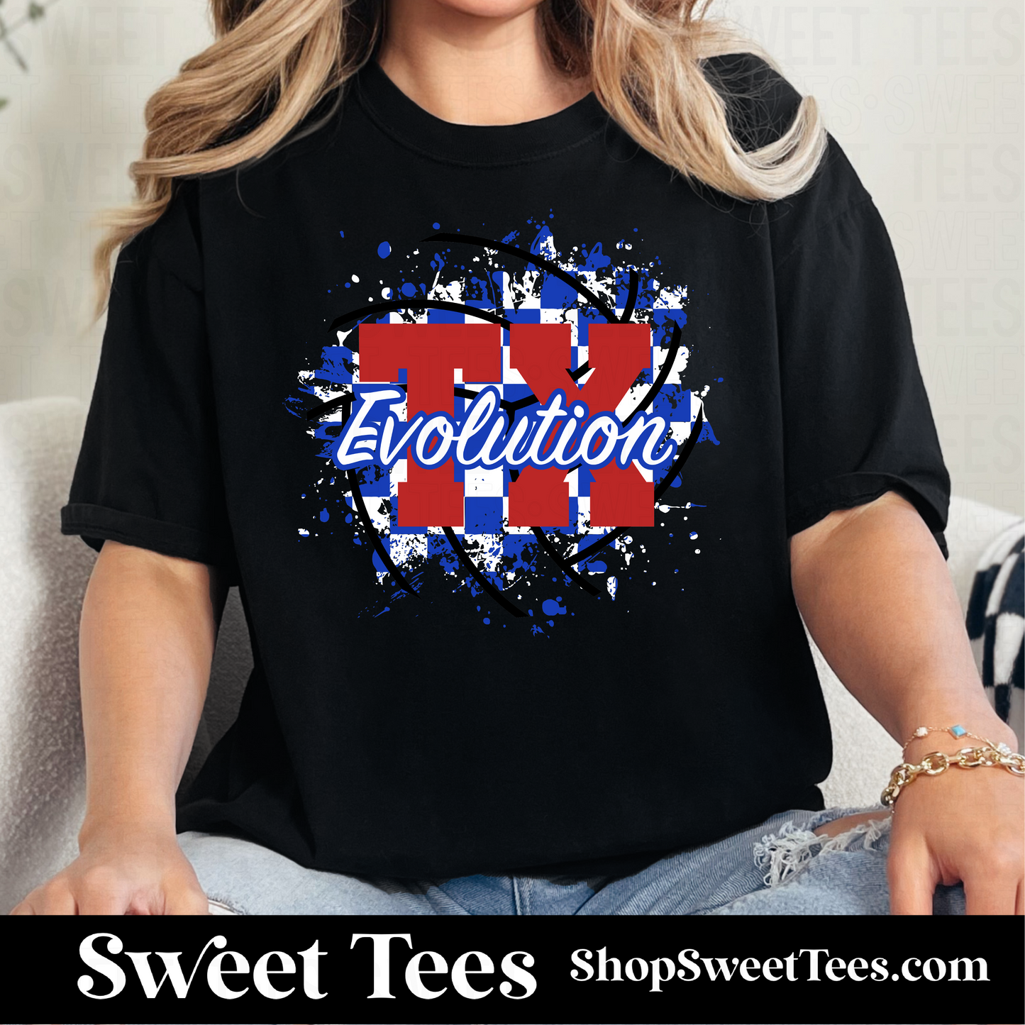 TX Evolution Volleyball Checker Spatter tee