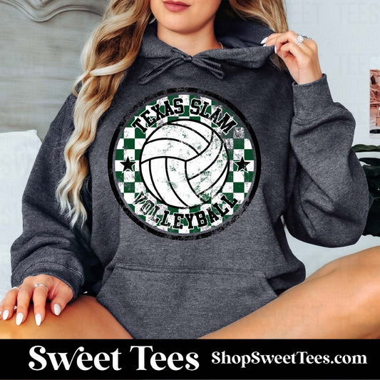 Texas Slam Volleyball Grunge Checker Circle Hoodie