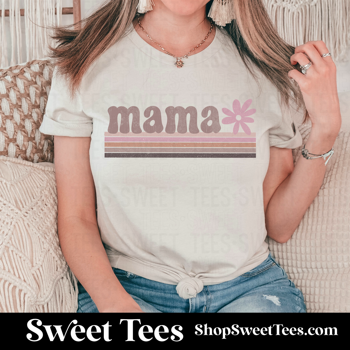 Mama Retro Stripe tee