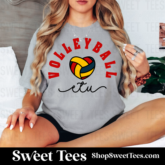 ETU Volleyball Heart tee