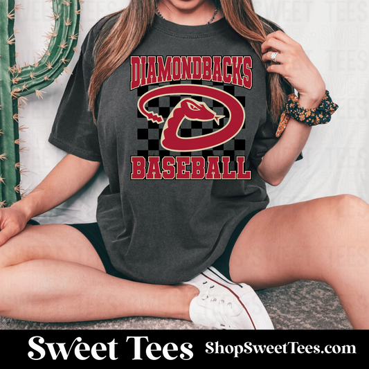 Diamondbacks Checker Baseball Logo tee