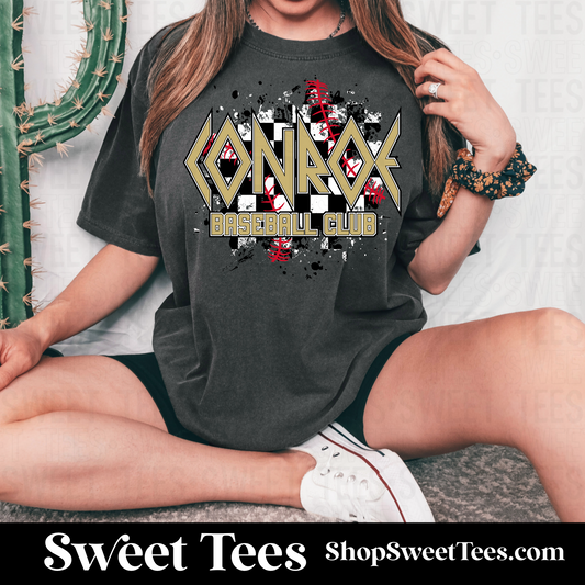 Conroe Baseball Club Checker Spatter tee