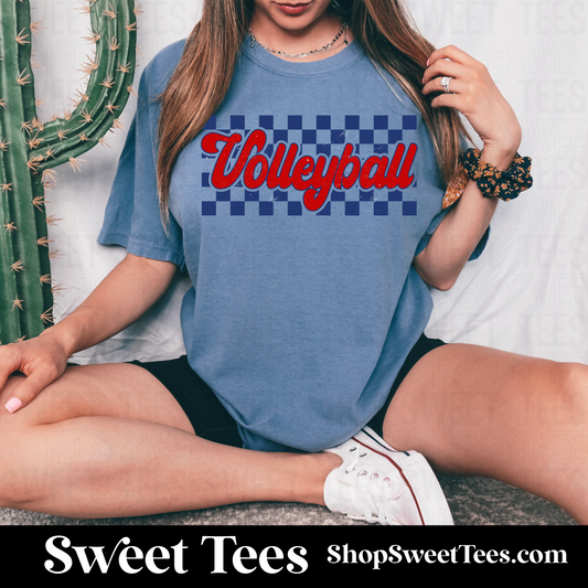 Volleyball Checker tee - Blue