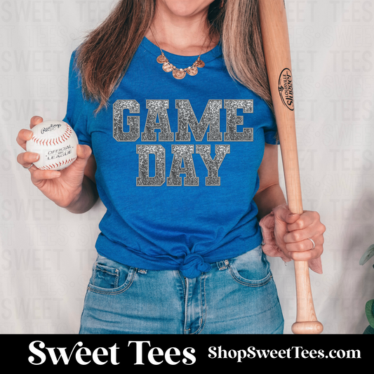 Game Day Silver Sequin tee - ROYAL
