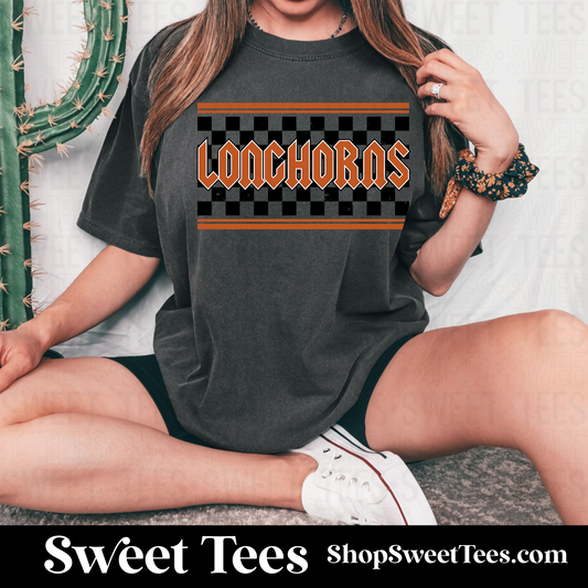 Longhorns Rock Checker tee