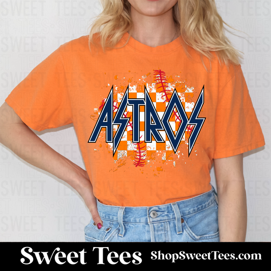 Astros Checker Spatter - Orange tee