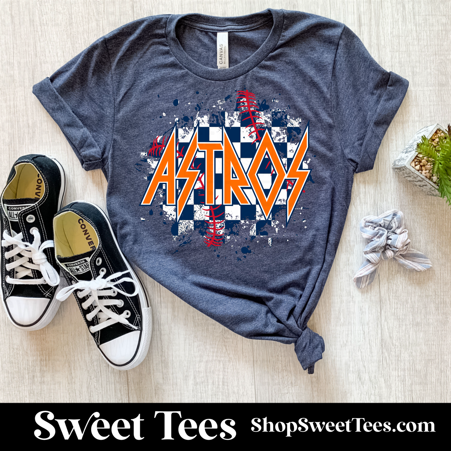 Astros Checker Spatter - Navy tee