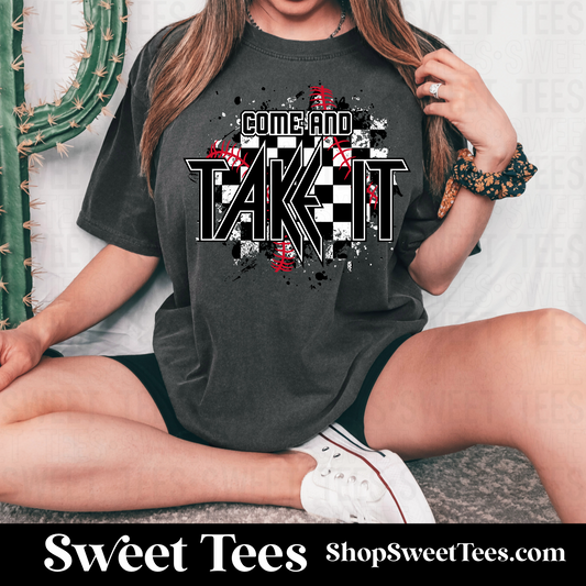Come and Take It Checker Spatter tee