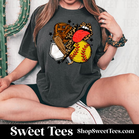 Softball Mouth Collage tee