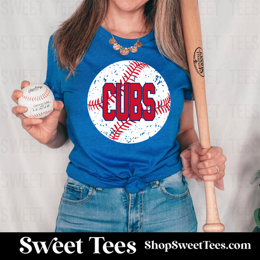 Cubs Distress Baseball tee