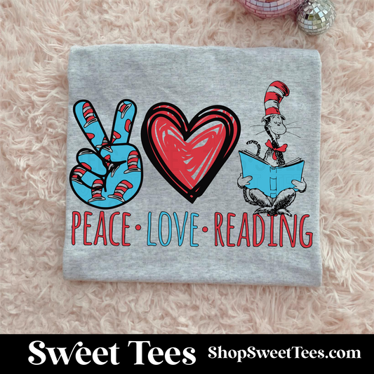 Peace Love Reading tee