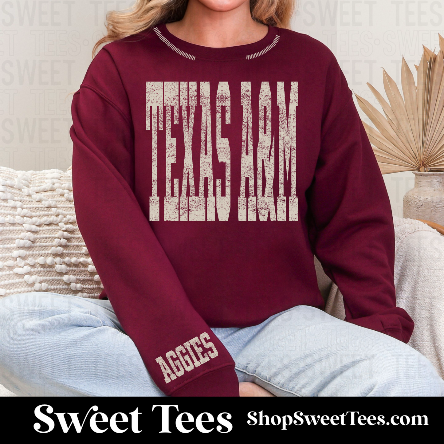 Texas A&M Washed 377 Hand Stitched Sweatshirt - Preorder