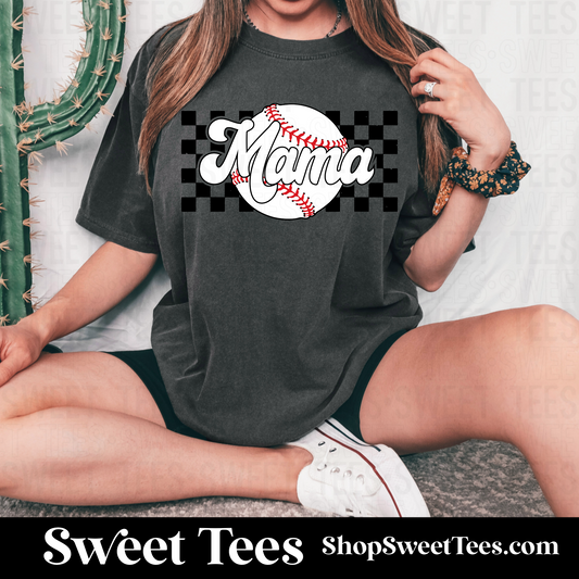 Baseball Mama Checker tee