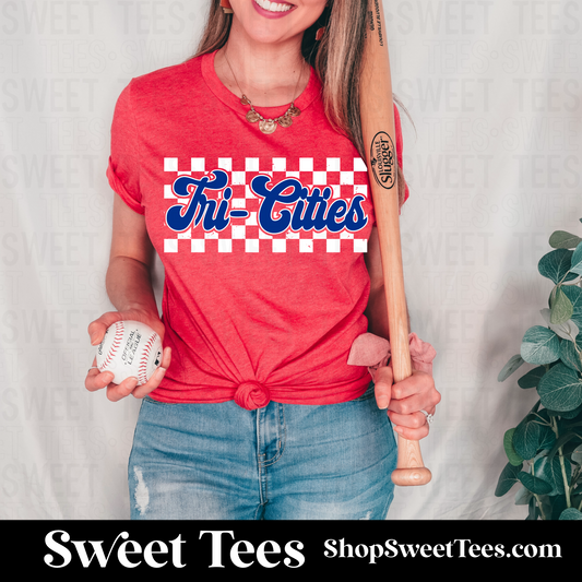 Tri-Cities Checker tee - Red