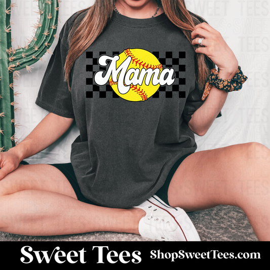 Softball Mama Checker tee