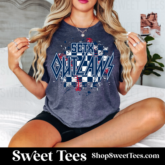 SETX Outlaws Checker Spatter tee