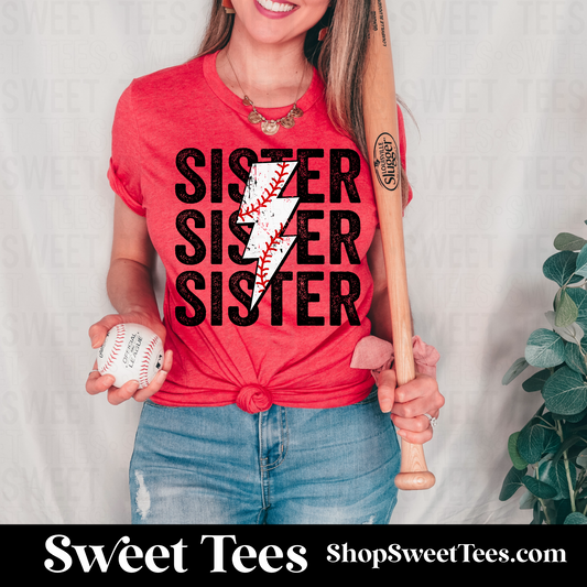 Sister Baseball Bolt tee - Red