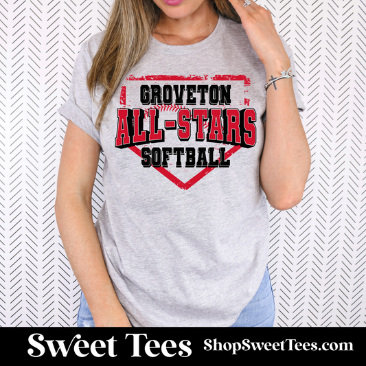 Groveton Softball All-Stars Distress Plate tee